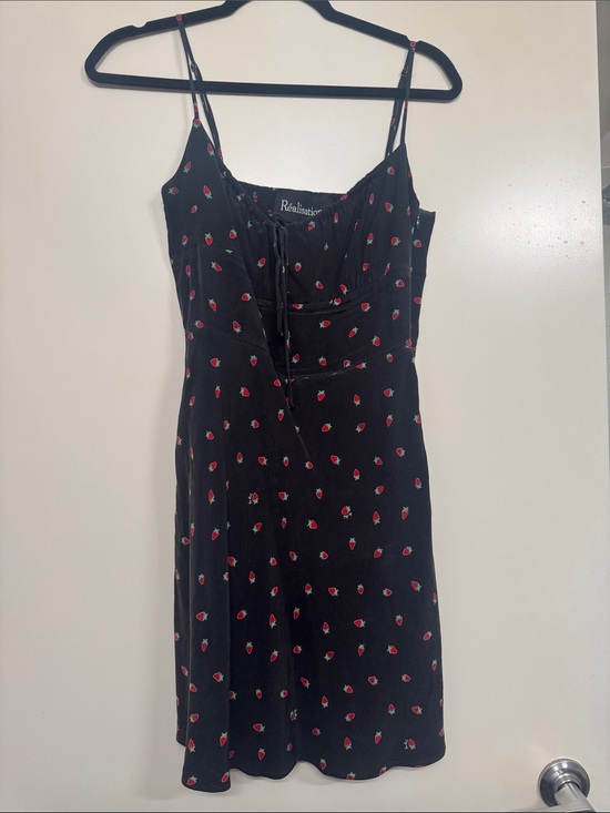 Realisation Par Dresses & Skirts - Realisation Par Black Slip Dress with Red Strawberry Motif